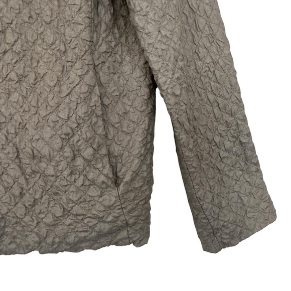 EILEEN FISHER QUILTED TUSSAH DIAMOND SILK MAGNETIC CLOSURE JACKET SIZE LARGE. - Picture 7 of 13